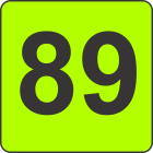 Number Eighty Nine (89) Fluorescent Circle or Square Labels